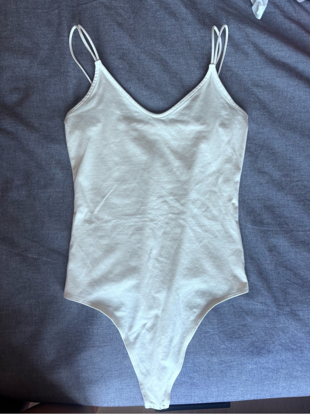 American Eagle Outfitters Cream Double Spaghetti-Strap Bodysuit